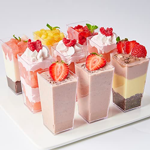 กล่องพลาสติกใส PS ขนาด 3 ออนซ์ ทรงสี่เหลี่ยมผนังเดียว สำหรับใส่ขนมหวาน มูส พาร์เฟต์ โยเกิร์ต สวยงาม - Product Image 4