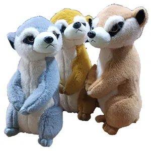 Animal de simulation de vente chaude assis petit suricate en peluche cadeau d'anniversaire requis