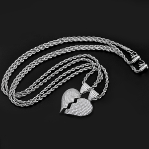 Collar con Colgante de Corazón Roto Personalizado Huiyue, Estilo Hip Hop Rap, para Hombre - Product Image 3