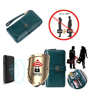Brocha antirrobo retro para mujer, tres pliegues, <span class=keywords><strong>clip</strong></span> para dinero, tarjetero, Europa, América, RFID - Product Image 2