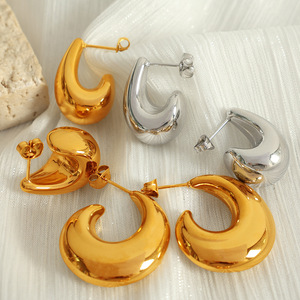 Crescent <b>Moon</b> Shape Stainless Steel Stud <b>Earrings</b> Gold Silver Color Fashion <b>Earrings</b> For Women Jewelry Accessories - Product Image 1