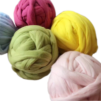Factory Wholesale Fancy Yarn 66s 21micron Super Soft Dyed Chunky Pure Australian Merino Wool for Hand Knitting Blanket