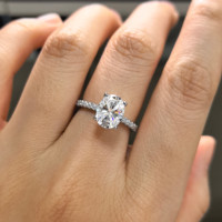 Bague de fiançailles ovale en moissanite 3 carats VVS plaquée or 18 carats en argent sterling 925 certifiée GRA pour femme