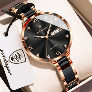 Montre à quartz pour femme Poedagar 506, bracelet en acier inoxydable de luxe, lumineuse, étanche - Product Image 1