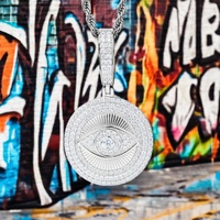 Hip Hop rappeur bijoux 925 argent Sterling Horus oeil cercle géométrique pendentif VVS broche réglage Moissanite diamant pendentif breloque