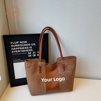 Sac fourre-tout en daim léger et portable, à fermeture éclair sous le bras, avec logo personnalisé, de haute qualité, élégant et décontracté