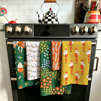 Serviette de cuisine réutilisable écologique personnalisée pour Noël, en microfibre gaufrée, réversible, double face, impression numérique
