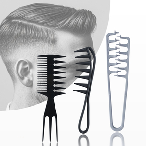 Kit de 3 peignes professionnels pour hommes pour barbier, peignes texturés en ABS pour coiffure, peignes à dents larges pour <span class=keywords><strong>cheveux</strong></span> <span class=keywords><strong>bouclés</strong></span> - Product Image 1