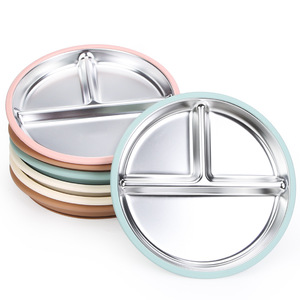Plato Infantil de Acero Inoxidable con Succión de Silicona Antideslizante, Juego de Alimentación de Tres Compartimentos para Niños de 1-2 Años - Product Image 3