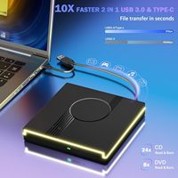Unidad de DVD Externa Portátil USB 3.0 Tipo-C, Grabadora de CD/DVD RW para Windows/Mac/Linux, Plug & Play, Disponible al por Mayor