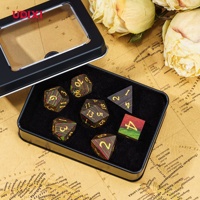 Pour Udixi 7 pièces donjons et dragons polyédriques RPG jeu de dés carré bois rayé en bois U Dziels