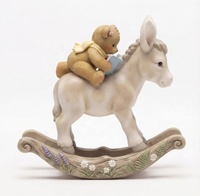 Figurine artisanale en résine personnalisée en gros, mignonnes figurines d'animaux (Âne et Ours) lisant un livre, ornement de décoration intérieure, sculpture de cheval à bascule
