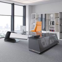 Mobilier de bureau de luxe bureau de direction en forme de L haut de gamme moderne PDG patron bureau de direction Table d'ordinateur