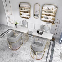 Ensemble de table de manucure multifonctionnelle de luxe nordique, double et simple, avec chaise, pour services de manucure