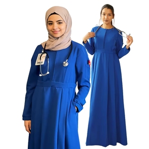 Tenue médicale d'hiver sur mesure OEM à manches longues pour hôpital, bleu marine/noir, tailles variées, ensemble de blouses modestes pour femmes musulmanes - Product Image 1