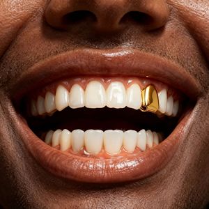 Grillz Dorado de un Solo Diente, Adorno Dental Hip Hop, Accesorio para Fiestas, Unisex - Product Image 1