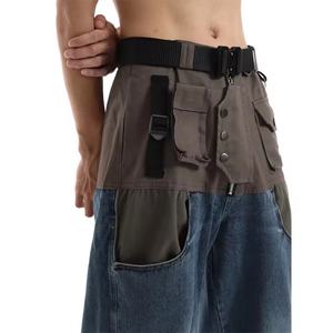 Prix de gros, logo personnalisé, streetwear hip-hop, jeans cargo larges avec sangles de taille ajustables, jeans pour hommes - Product Image 5