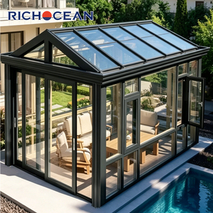 RICHOCEAN Véranda sur mesure en aluminium intelligent avec cadre en aluminium et verre trempé, double vitrage Low-E, <span class=keywords><strong>solarium</strong></span> avec toit - Product Image 5