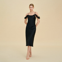 Robe de Nuit Sexy Sans Manches Épaules Dénudées en Faux Acétate, Col Luxe Léger, Cadeau Demoiselle d'Honneur, Robe de Nuit pour Filles et Femmes – Vente en Gros