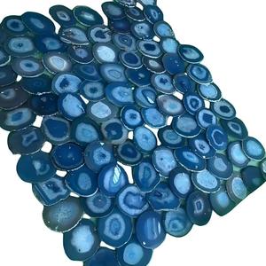 Commercio all'ingrosso Tinti di Verde Naturale Fette di Agata con Oro/Argento Placcatura Bordo - Product Image 5