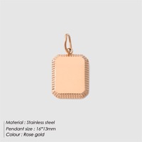 Pendentif carré gravé personnalisé en acier inoxydable plaqué or 18 carats, breloque personnalisée pour collier