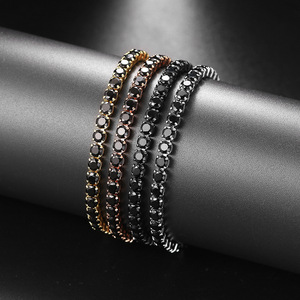 New Arrival Luxury <b>Couple</b> Jewelry Geometric Black Cz <b>Bracelet</b> Cubic Zirconia Tennis Chain Adjustable <b>Bracelet</b> - Product Image 5