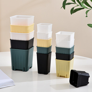 5cm 1.96インチカラフルプラスチック小型耐久性のある正方形高い苗床ポット多肉植物サボテン用 - Product Image 2