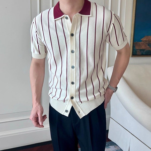 Camicia Estiva da <span class=keywords><strong>Uomo</strong></span> Personalizzabile, Ordine Minimo 1 Pezzo, Casual con Blocchi di Colore e Righe, Colletto Rovesciato, Manica Corta, Asciugatura Rapida - Product Image 1