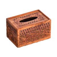 Boîte à mouchoirs multifonctionnelle en bois massif de santal rouge, perforée, gravée, lavable, personnalisable, pour table, modèle grand format, nouveauté annuelle