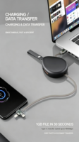 Kabel Pengisi Daya 3 in 1 Berbentuk Tetesan Air 1.2m 3A Pengisian Cepat USB 2.0 Transfer Data Tipe C Mikro Portabel