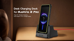 แท่นชาร์จไร้สายแบบพกพา 10W สูงสุด 5V/2A สำหรับ RugKing 2 Pro แท่นชาร์จ 2-in-1 แบบตั้งโต๊ะ ช่องจ่ายไฟคู่สำหรับโทรศัพท์ - Product Image 4