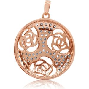 Collar con colgante de flor de diamante Ornaatis, 0,55 quilates, corte redondo, oro de dos tonos sobre plata 925 para mujer - Product Image 5