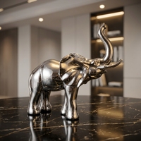 Sculpture d'éléphant en acier inoxydable 304 poli miroir, statue décorative d'art moderne pour ornement financier de bureau intérieur