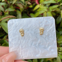 1 paire de clous d'oreille en cuivre plaqué or 18 carats, style marin, étoile de mer, crevettes, 1 paire