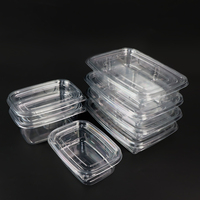 Boîte rectangulaire jetable en RPET pour plats à emporter, emballage transparent en plastique pour salades de fruits, conteneur pour fruits frais coupés avec couvercle