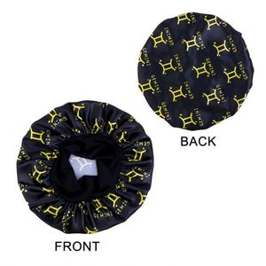 Bonnet en satin imprimé avec logo personnalisé et 12 signes du zodiaque, large bande, taille extra, pour femme, usage quotidien extérieur, toutes saisons, pour cheveux - Product Image 5