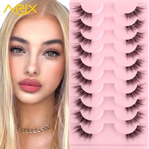 A-RIX 3D Effect Volume Half Strip <b>Eyelashes</b> Handmade Faux Mink False Lashes Black Cotton Band Reusable Natural & Cat Style - Product Image 1