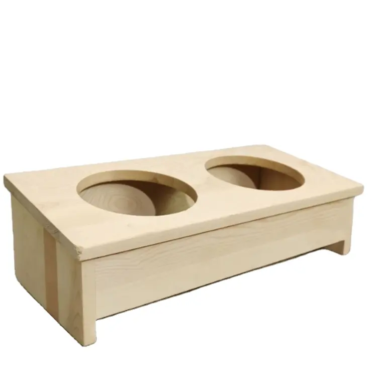 Nouveau produit double bol en bois support de bol d'alimentation pour animaux de compagnie pour chiens