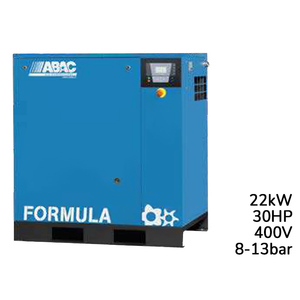 Compresor de tornillo rotativo de velocidad fija ABAC Formula E 22kW con secador, 8-13 bar - Product Image 1