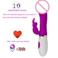 Gran oferta, 10 modos de vibración, masajeador de conejo realista de doble Motor con doble punto G y Juguete de estimulación del clítoris para mujeres