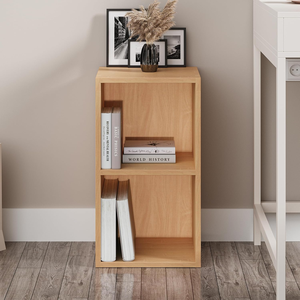 Étagère à livres en bois à 2 niveaux, bibliothèque autoportante haute pour salon, chambre, bureau, avec <span class=keywords><strong>rangement</strong></span> pour CD et vitrine - Product Image 1