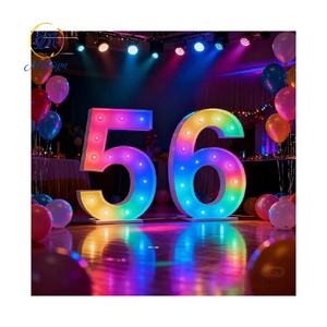 Decoración de Fiesta de Cumpleaños, Número y Letra LED Gigantes de Metal para Exteriores, Letrero Luminoso Gigante de 3 y 4 Pies para <span class=keywords><strong>Alquiler</strong></span> en Fiestas - Product Image 6