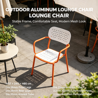 Chaise de salle à manger d'extérieur en aluminium, dossier en métal perforé, fauteuil de patio en aluminium thermolaqué pour jardin, balcon, café
