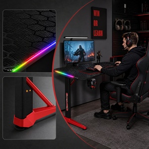 Escritorio Ergonómico para Juegos RGB, Escritorio para Computadora de Fibra de Carbono, Mesa para Jugadores en Forma de T con Soporte para Vasos y Gancho para Auriculares, Venta al por Mayor Personalizada - Product Image 3