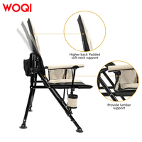 WOQI mobilier d'extérieur moderne inclinable fer pliant pêche Camping chaise porte-gobelet dossier réglable pour les voyages à la plage