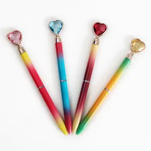 قلم عيد الحب لطيف مع قلب كريستالي قلم حبر جاف أزرق لموردي الأدوات المكتبية المدرسية والفتيات الفاخرة