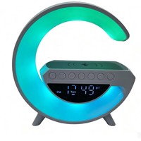 Haut-parleur Bluetooth à charge sans fil, réveil, lampe de bureau multifonctionnelle, veilleuse, ABS, double bass, cadeau d'anniversaire pour hommes