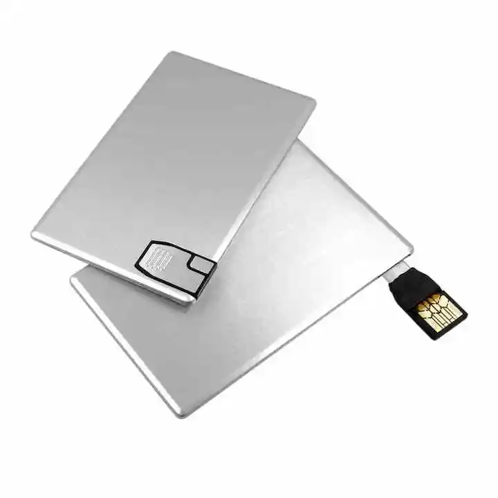 Kreditkarten größe USB Benutzer definiertes Logo Großhandel 8GB 32GB 128GB 64GB 256GB Flash-Laufwerk rotierendes Aluminium-VISA-Karten-Pen drive