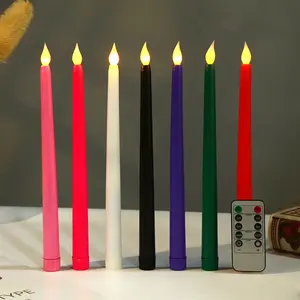 Flameless Flickering 3D Wick LED Taper Candles Battery Operated 11 Inch Colorful Long Candlesticks For Table Decoration