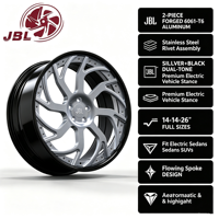 Nouvelles jantes en alliage d'aluminium forgé deux pièces de 18 à 26 pouces, argent/noir, à rayons ondulés, rivetées, à large bord, 5x114.3 25mm pour Crown VIP Stance